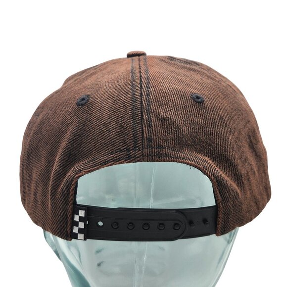 Vans Brown Denim Snapback Hat With Embroidered Orange Logo - Picture 5 of 12